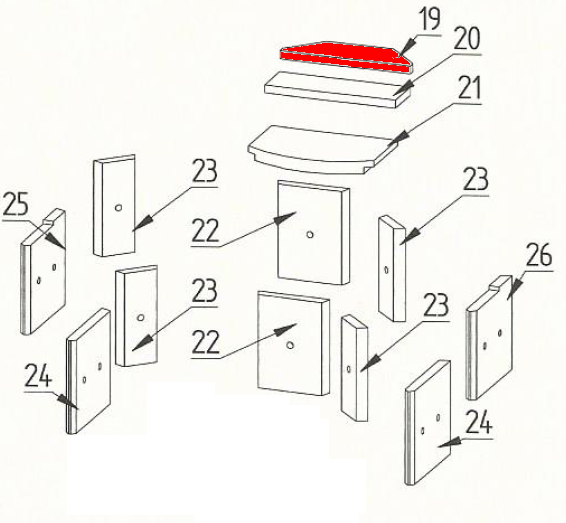 Fireplace Antibes Zugumlenkung oben Prallplatte