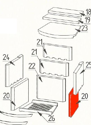 Fireplace Jack Seitenstein rechts unten Vermiculitestein