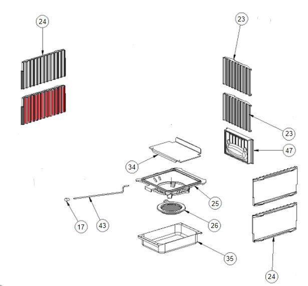 La Nordica Gemma Forno Seitenplatte links unten B Gussplatte