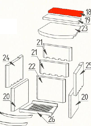 Fireplace Delos Zugumlenkung oben Prallplatte