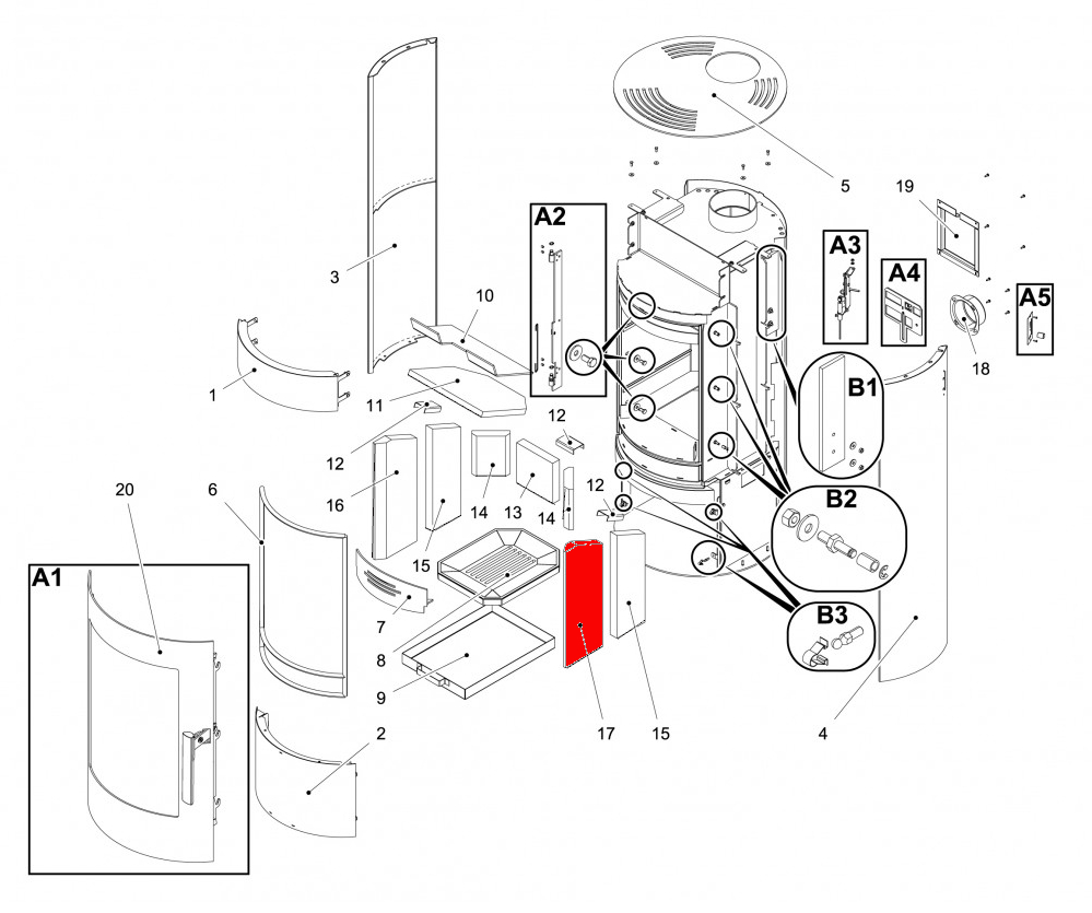 Haas+Sohn Olbia easy 209.15 Seitenstein rechts vorne Schamottestein