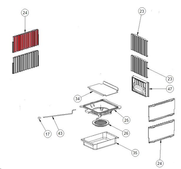 La Nordica Gemma Forno Seitenplatte links oben A Gussplatte