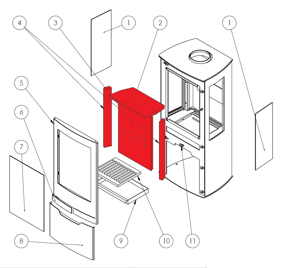 Panadero Zinc Feuerraumauskleidung Brennraumsteine