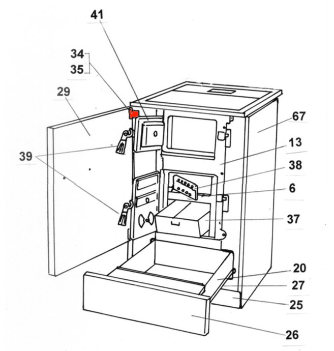 Wamsler K155 charnière pour la porte de devant B métal