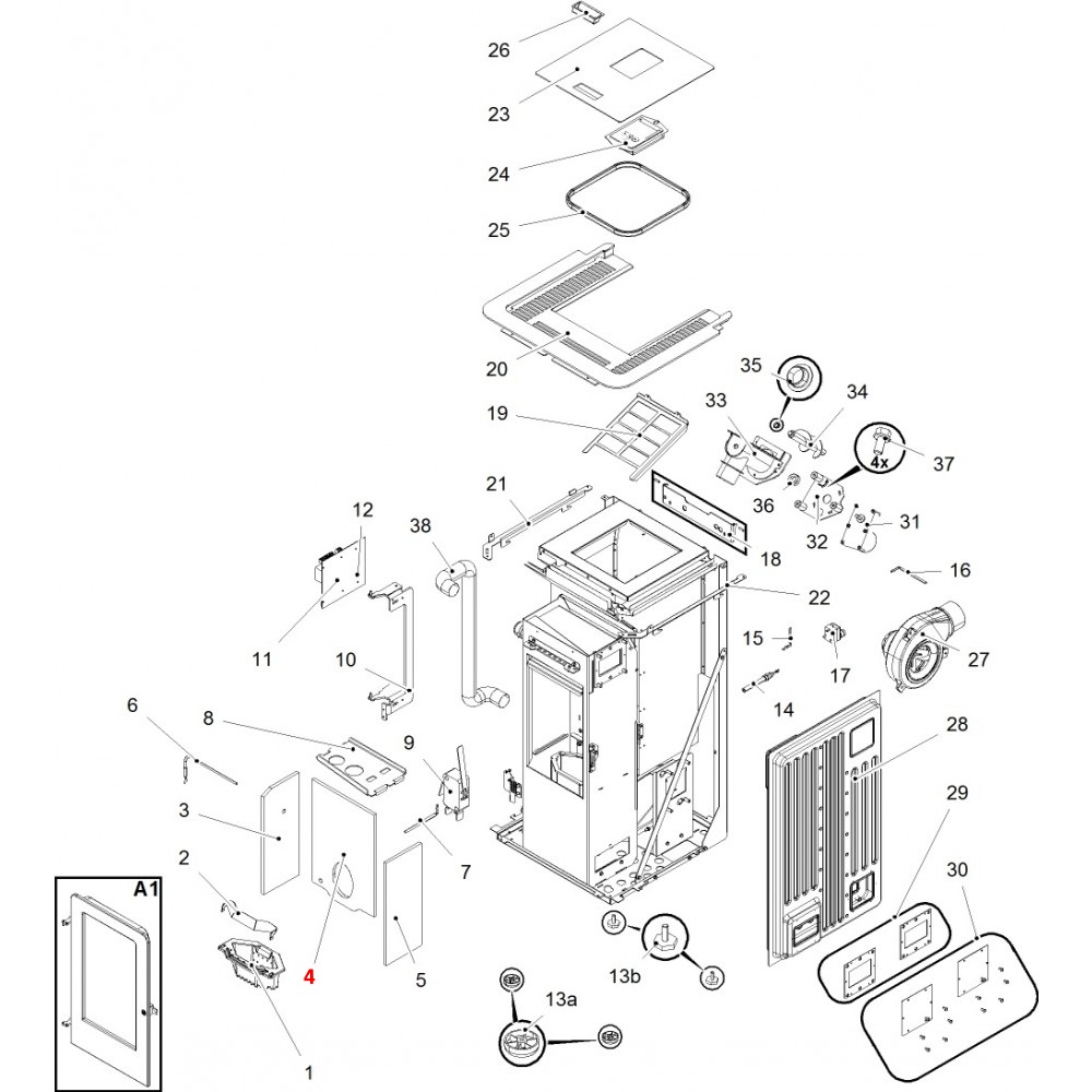 Haas+Sohn Pallazza III RLU-PGI 520.08 Rückwandstein Brennraumstein