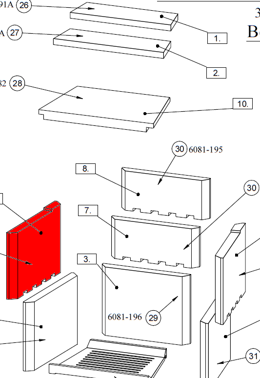 Fireplace Jack Seitenstein links oben Feuerraumstein