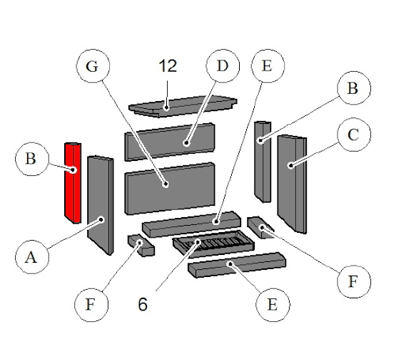 Haas+Sohn Pyrus easy 294.15 Seitenstein links hinten Feuerraumstein